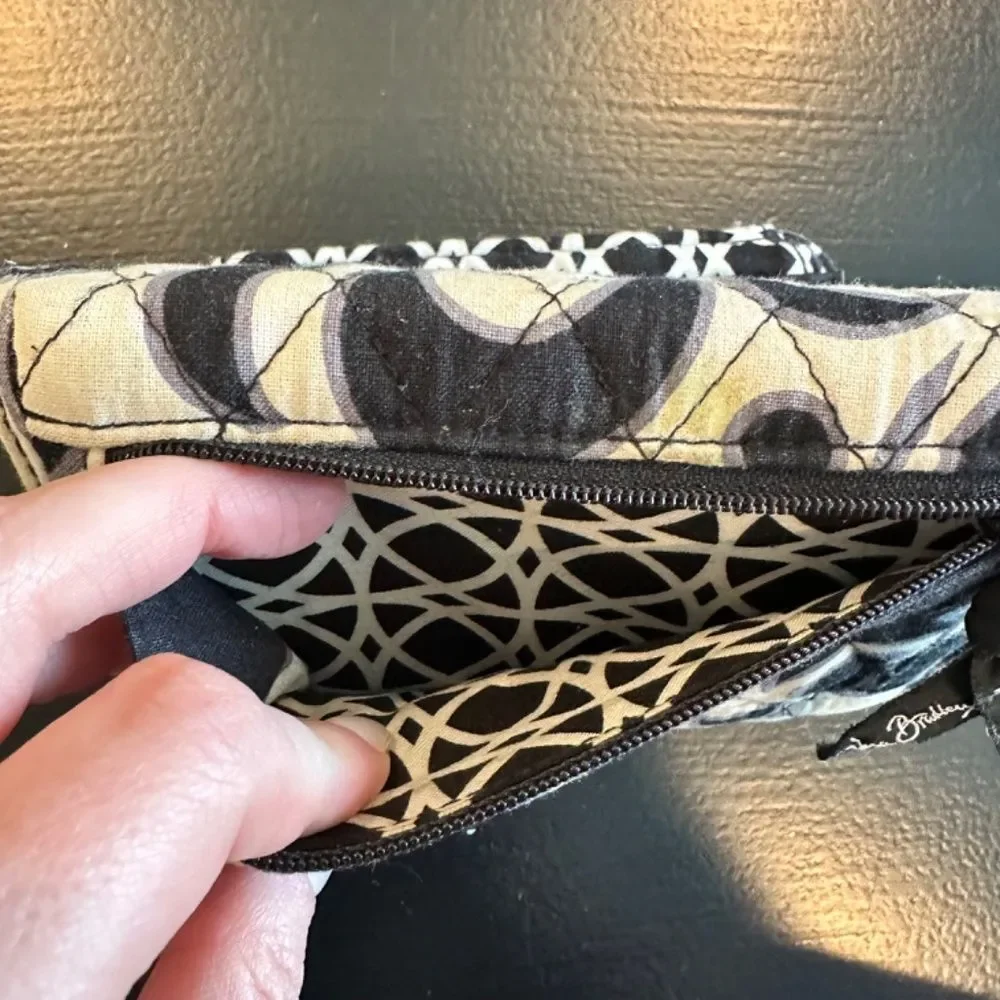 Vera Bradley Black & White Day & Night Pattern Floral Tri-Fold Wallet - EUC - Picture 5 of 8